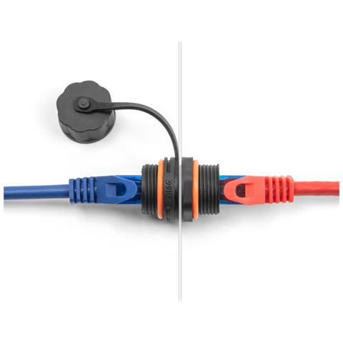 Connettore per cavo da RJ45 femmina a RJ45 femmina Cat. 6A con filettatura M20 e cappuccio protettivo IP68 antipolvere e impermeabile - Foto 1