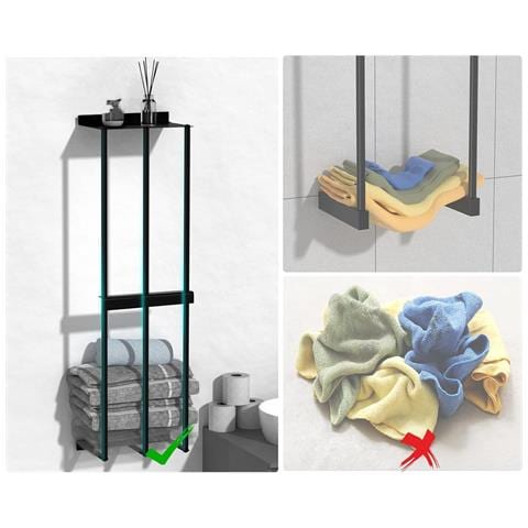 Attaccapanni Per Asciugamani In Acciaio Inossidabile Nero 75x21.5x14 Cm - Stile Moderno E Funzionale - Foto 2