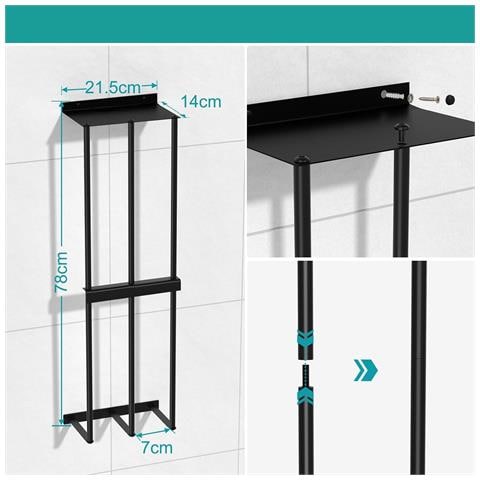 Attaccapanni Per Asciugamani In Acciaio Inossidabile Nero 75x21.5x14 Cm - Stile Moderno E Funzionale - Foto 4