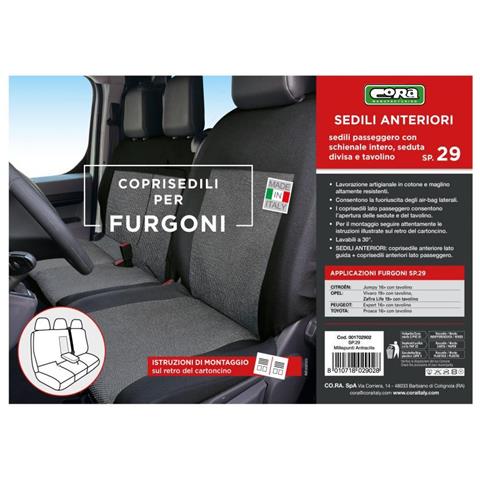 Coprisedili Per Furgoni Tg. Sp29 Tess. Misto Cotone Nero - Foto 3