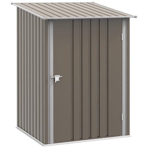 Casetta Porta Attrezzi 0.92m² in Acciaio Zincato con Tetto Inclinato e Serratura, 100x103x160 cm, Marrone - Foto 1