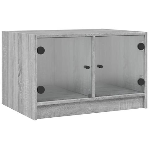 Tavolino Da Salotto Con Ante In Vetro Grigio Sonoma 68x50x42 Cm - Foto 2