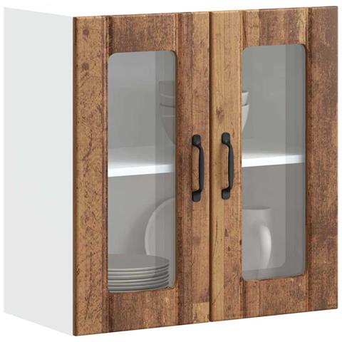 Pensile Da Cucina Con Porta In Vetro Lucca Legno Vecchio - Foto 1