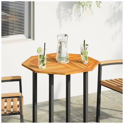 Piano Per Tavolo 70x70x2 Cm Ottagonale Legno Massello Di Acacia - Foto 2