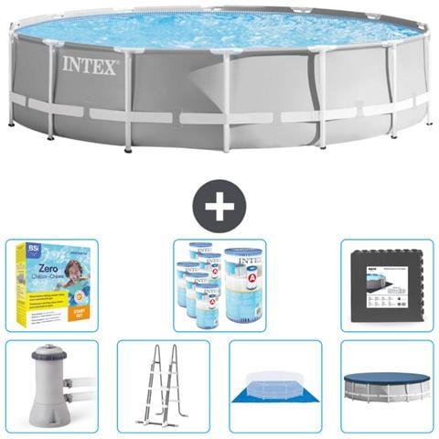 Piscina Fuori Terra - In Giro - 427x427x107 Cm - Grigio - Include Accessori Coordinati Cb49 - Foto 1