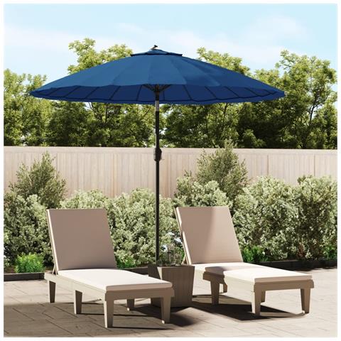 Ombrellone Da Giardino Con Palo In Alluminio 270 Cm Azzurro - Foto 8