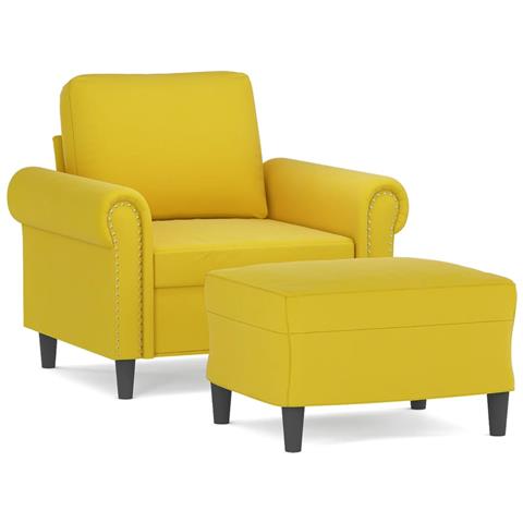 Lusso Casadino -  Poltrona Con Poggiapiedi Giallo 60 Cm In Velluto - Foto 1