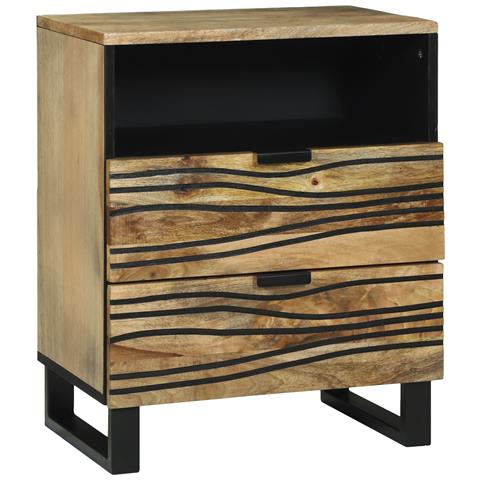 Comodino 50x33x60 cm Legno Massello di Mango - Foto 1