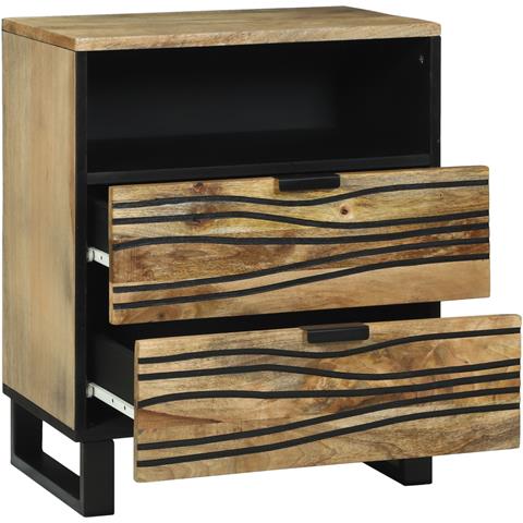 Comodino 50x33x60 cm Legno Massello di Mango - Foto 2