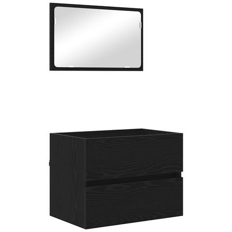 Set Mobili Bagno 2 Pezzi Nero Rovere Legno Ingengerizzato - Foto 1