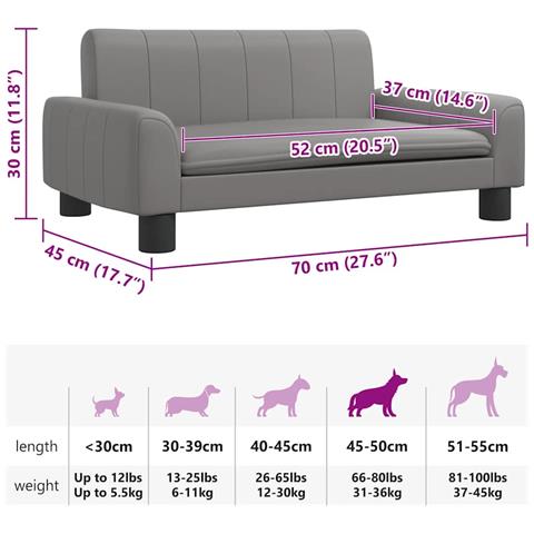 Lettino per Cani Grigio 70x45x30 cm in Similpelle - Foto 7