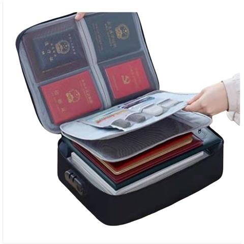 Borsa Organizer Documenti Nera A 3 Strati Con Serratura - Archiviazione Sicura - Foto 1
