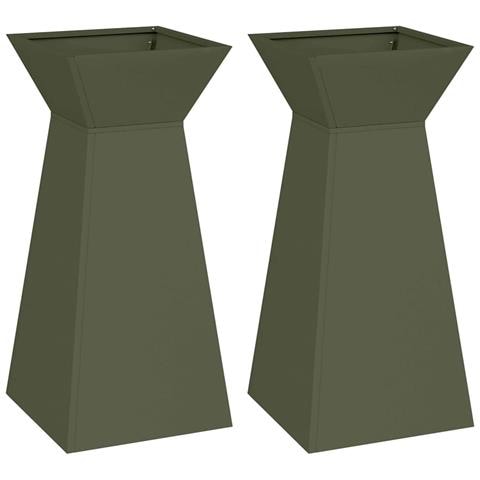 Vaso a Pilastro 2 pcs Oliva 35 x 35 x 73 cm Acciaio - Foto 1