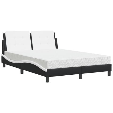 Letto con Materasso Nero e Bianco 120x200 cm in Similpelle - Foto 1