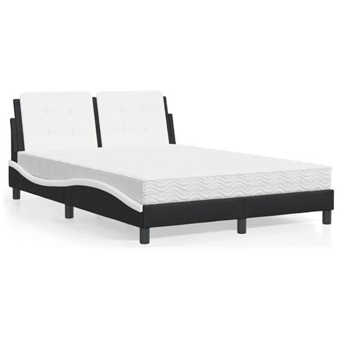 Letto con Materasso Nero e Bianco 120x200 cm in Similpelle - Foto 2