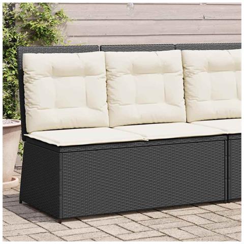 Panca Reclinabile da Giardino con Cuscini Nera in Polyrattan - Foto 2