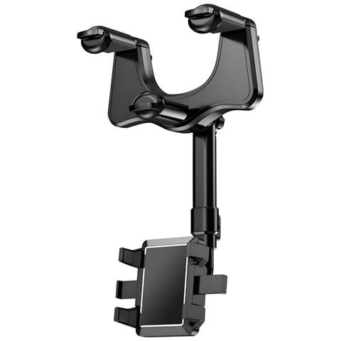 Supporto Per Auto Per Smartphone Universale Da Fissare Sullo Specchietto Retrovisore Centrale, Nero - Foto 1