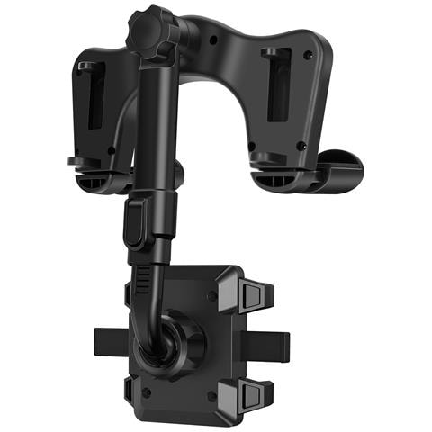 Supporto Per Auto Per Smartphone Universale Da Fissare Sullo Specchietto Retrovisore Centrale, Nero - Foto 5