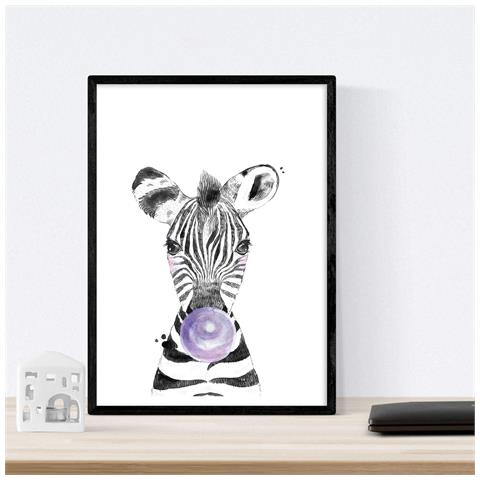 Set Di 6 Stampe Animali Bambini Con Gomma Da Masticare Cervo Elefante Zorro Orso Cane Maiale A3 Senza Cornice - Foto 6