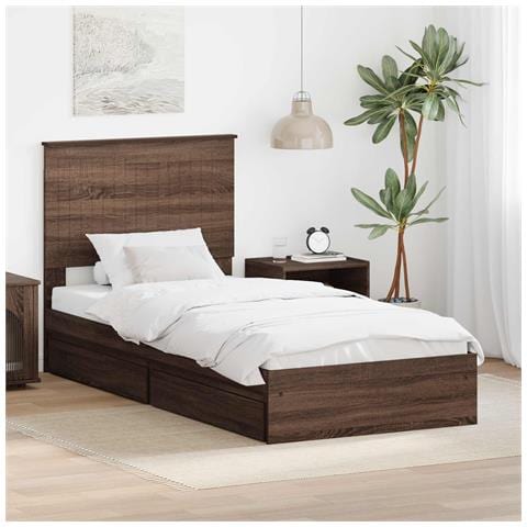 Letto con Contenitore con testiera Rovere Marrone 90 x 190 cm - Foto 2