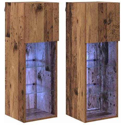 Mobiletti TV a parete 2 pcs Legno vecchio 30,5 x 30 x 90 cm - Foto 1