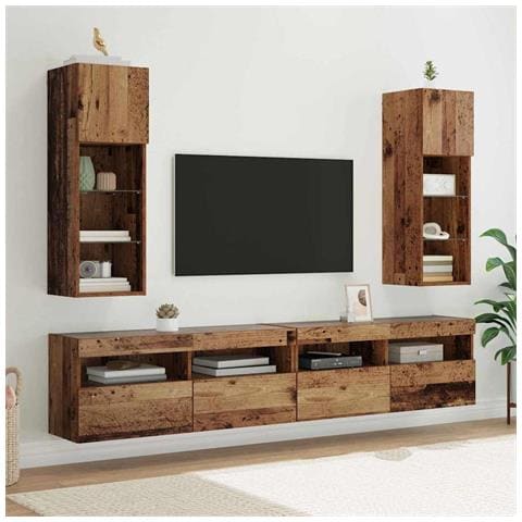 Mobiletti TV a parete 2 pcs Legno vecchio 30,5 x 30 x 90 cm - Foto 2