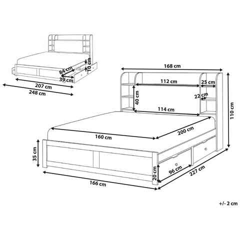 Letto Con Cassetti Contenitori Bizou 160 X 200 Cm Bianco - Foto 7