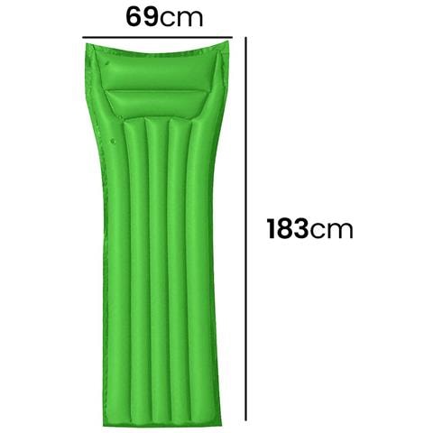 Materassino Da Spiaggia Gonfiabile 183x69 Cm Con Comodo Cuscino, Verde - Foto 2