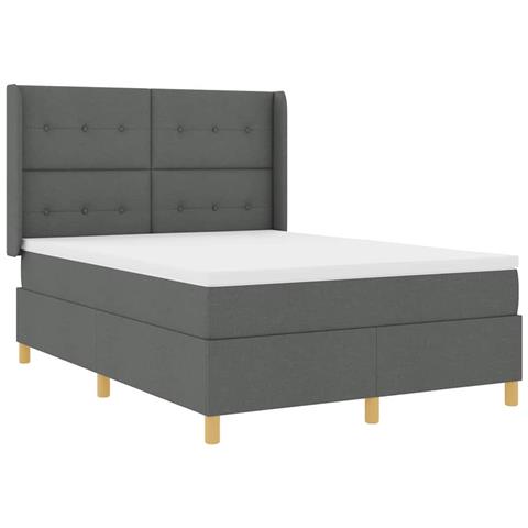 Letto a molle con materasso Grigio 140 x 190 cm Tessuto - Foto 1