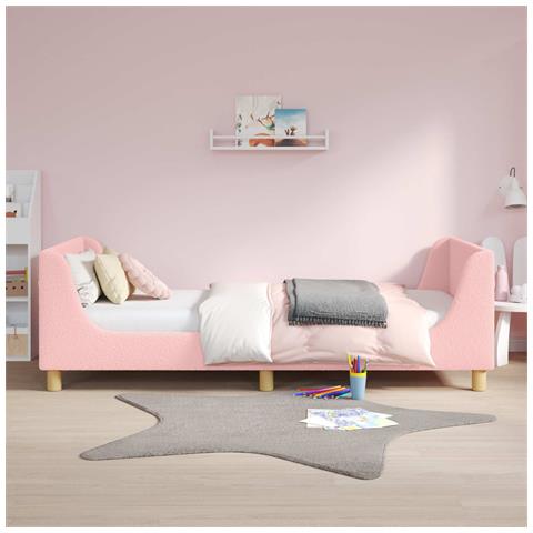 Struttura letto bambini con testata Rosa 80 x 200 cm Bouclé - Foto 2