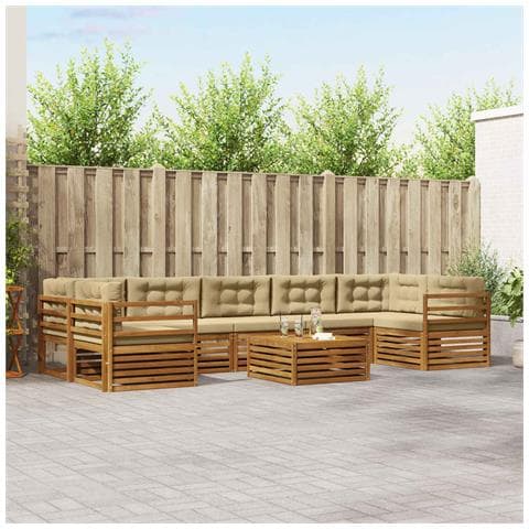 Set di divani da esterno con cuscino 8 pcs Naturale e Beige - Foto 2