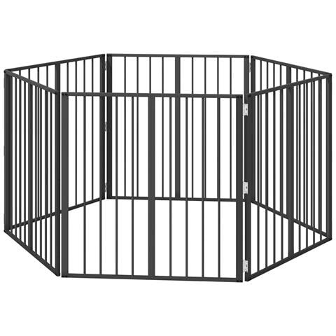 Cancello per cani 6 pcs Nero 80 x 80 cm Acciaio zincato - Foto 1