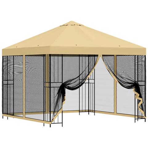Gazebo da giardino con pareti laterali 3 x 3 m Crema - Foto 1
