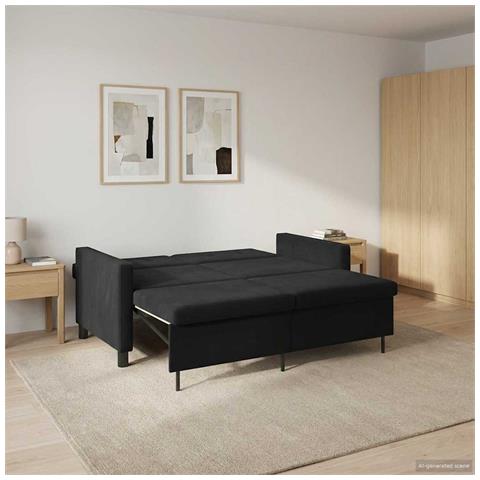 Divano letto Nero Tessuto - Foto 2