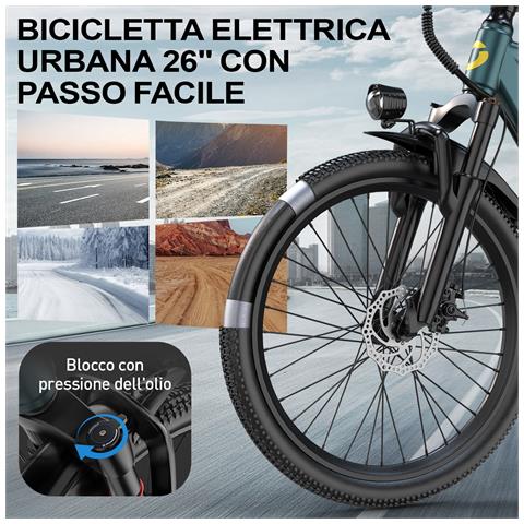 Bicicletta Elettrica 26 Pollici GT900 Batteria 36V13Ah Shimano 21 Velocità 250W 25KM /H Autononomia 30-60km E-Bike Nero - Foto 2