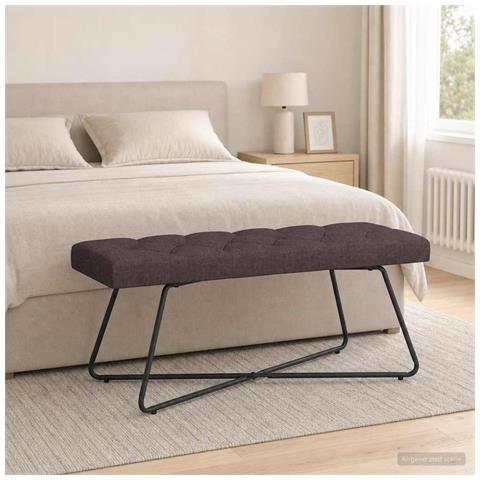 Panchina con bottoni imbottiti Marrone Scuro 110 x 40 x 46 cm - Foto 2