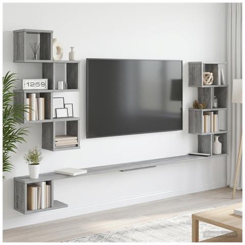 Mensola per TV da muro Sonoma grigio 200 x 15 x 94 cm - Foto 2