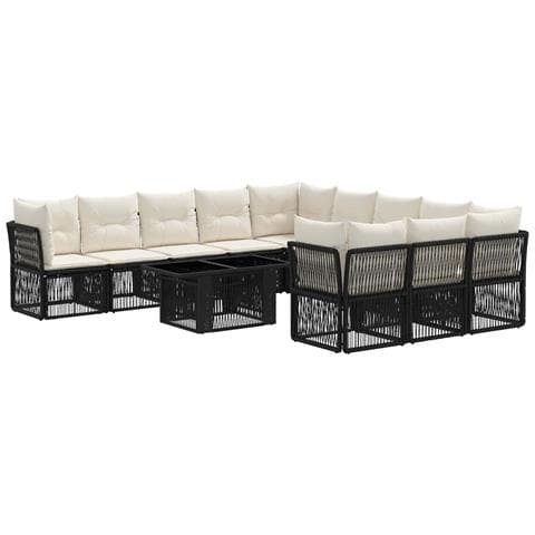 Set Divano da Giardino 12 pz Nero polyrattan - Foto 1