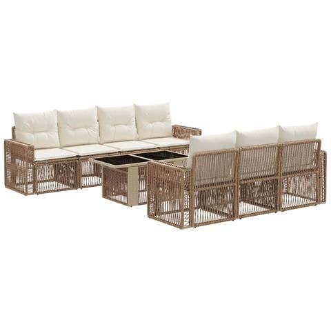Set Divano da Giardino 8 pz Beige e Bianco Crema polyrattan - Foto 1