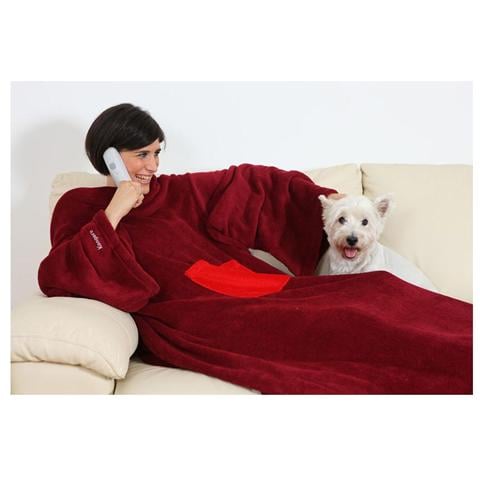 Coperta Morbida Modello Original Passion con le Maniche e con Tasca Frontale Colore Bordeaux - Foto 2