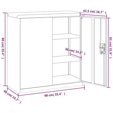 Armadio Metallico Per Ufficio A 2 Ante 90 Cm Grigio - Foto 9