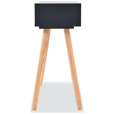 Tavolo Consolle In Legno Di Pino Massello 80x30x72 Cm Nero - Foto 6