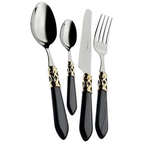 Posate Aladdin, Set 24 Pz. Scatola Compact - Nero Golden - Foto 1