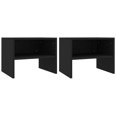 Comodini 2 pz Neri 40x30x30 cm in Legno Multistrato - Foto 2