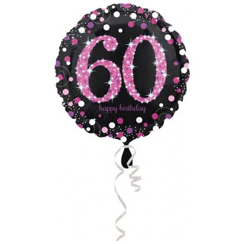 Amscan - Palloncino Alluminio Happy Birthday 60 Anni Nero E Fucsia - Foto 1