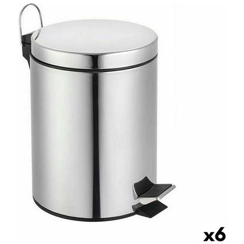 Secchio Della Spazzatura A Pedale Confortime Argentato 7 L (6 Unità) - Foto 1