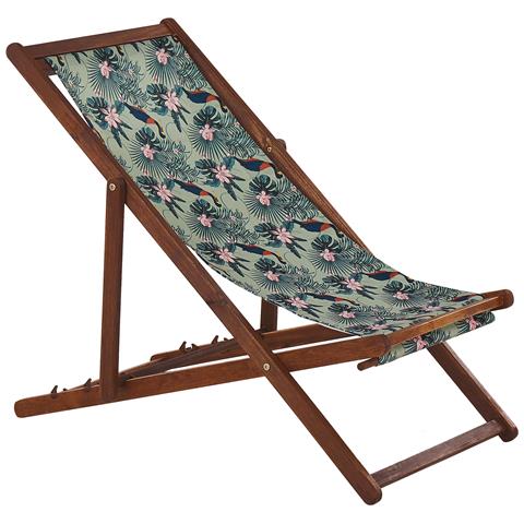 Set Di 2 Sedie A Sdraio Legno Acacia Scuro Motivo Pellicani Multicolore Anzio - Foto 7