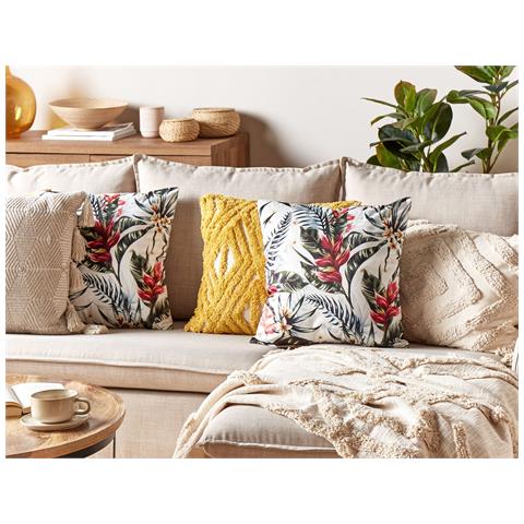 Cuscino Decorativo Edelweiss Velluto 45 X 45 Cm Motivo Di Piante Multicolore - Foto 1
