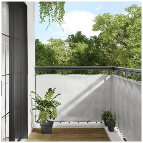 Paravento Balcone Grigio Chiaro 90x300cm 100% Poliestere Oxford - Foto 1