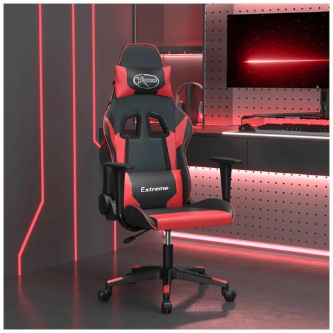 Sedia Da Gaming Massaggiante Rosso E Nero In Similpelle - Foto 1